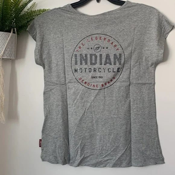 NWT Indian Motercycle Gray Circle Diamante T-Shirt - Picture 9 of 10